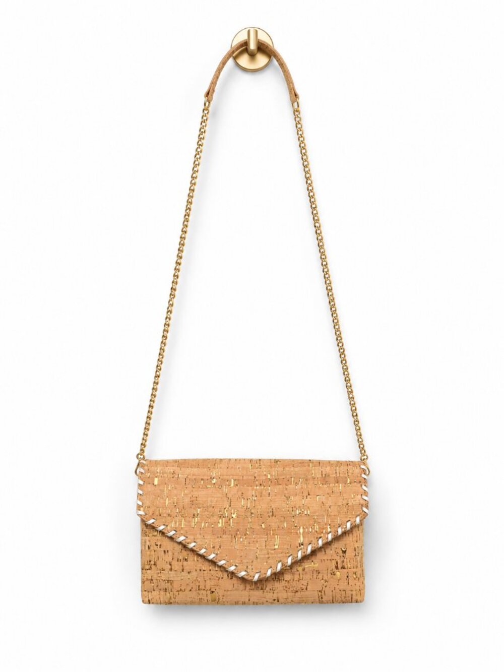 Lilly Pulitzer Madigan Cork Clutch Crossbody Bag Gold Chain Straps | Natural